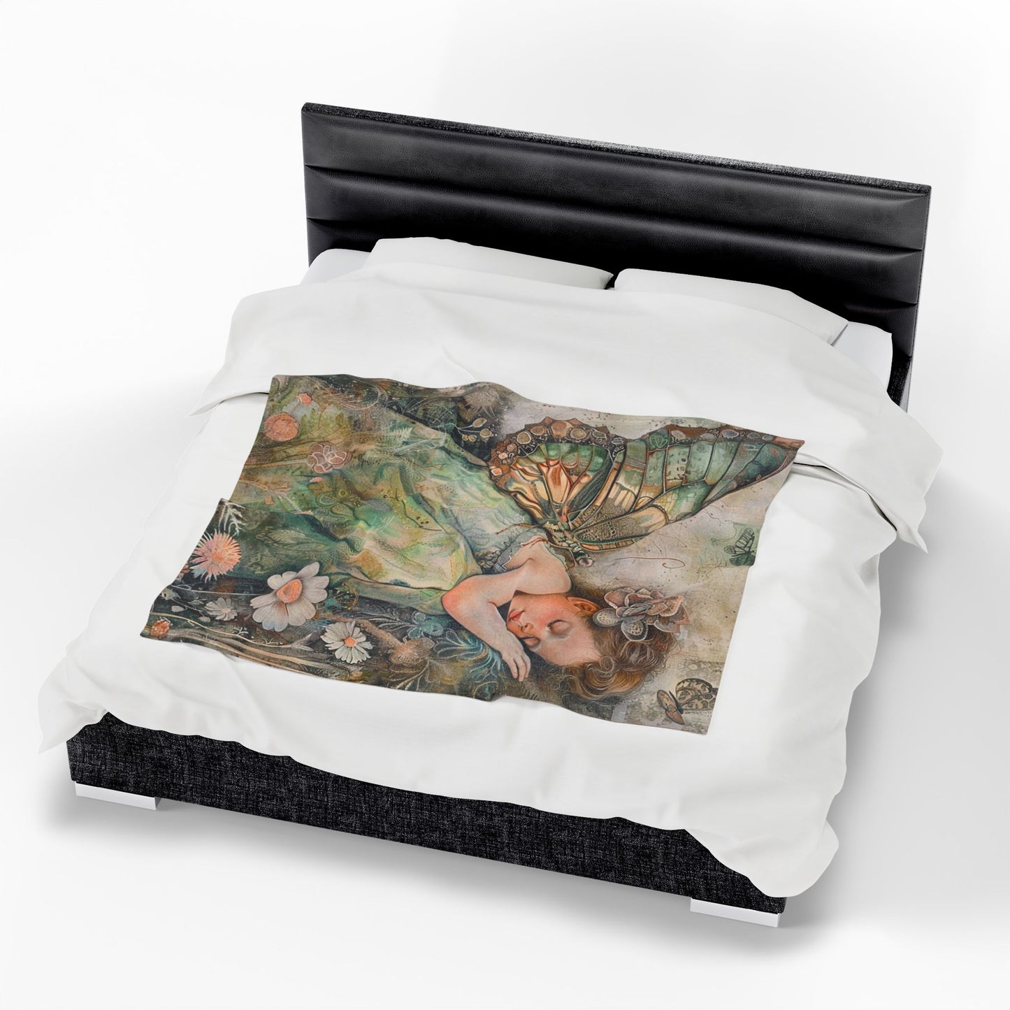 Fairy Dream Velveteen Plush Blanket — Sleeping Fairy Art Throw for Kids & Nursery