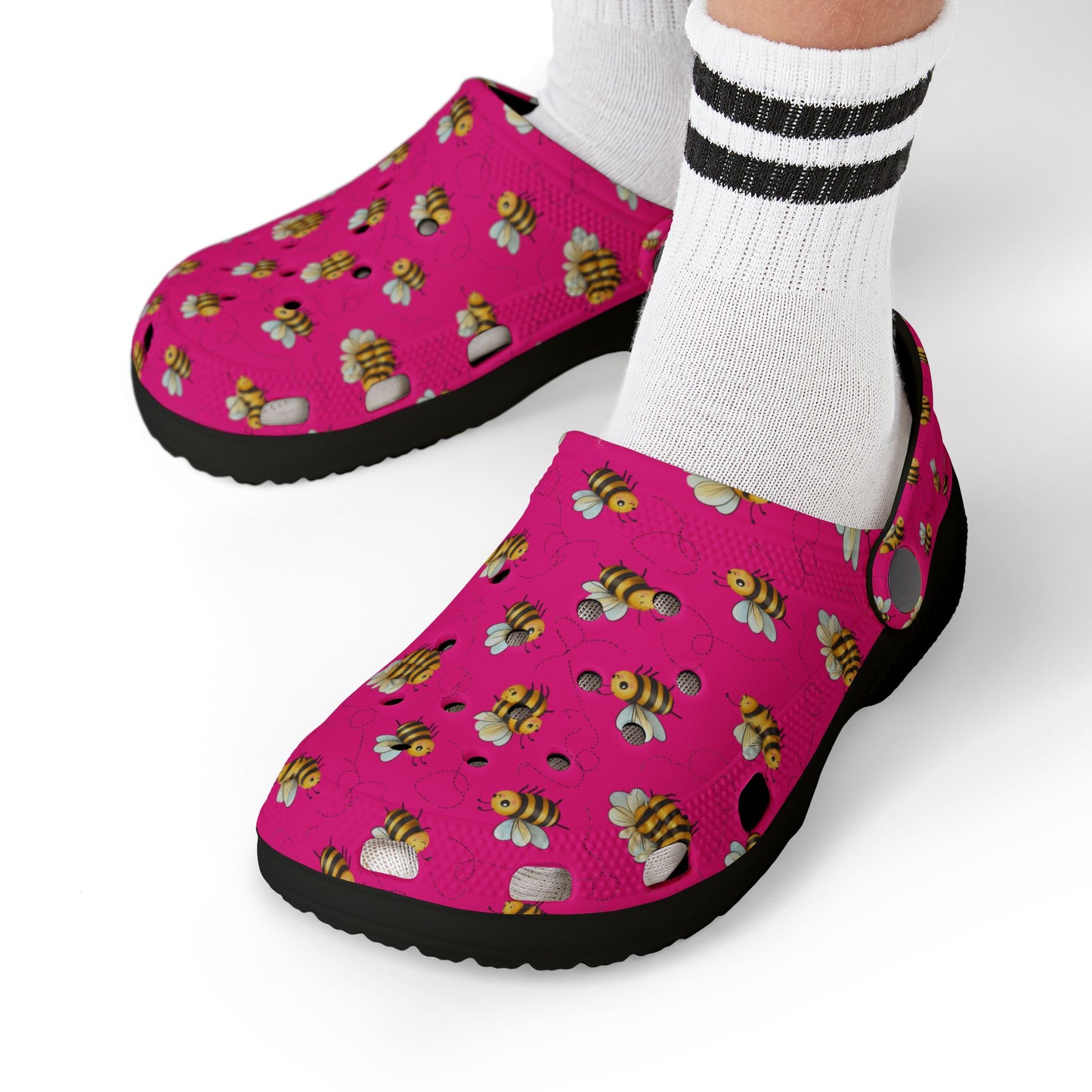 Kids' Floral Bee Clogs - Fun Summer Slip-On, Gardening Shoes, Outdoor Play Footwear, Gift for Kids, Toddler Clogs