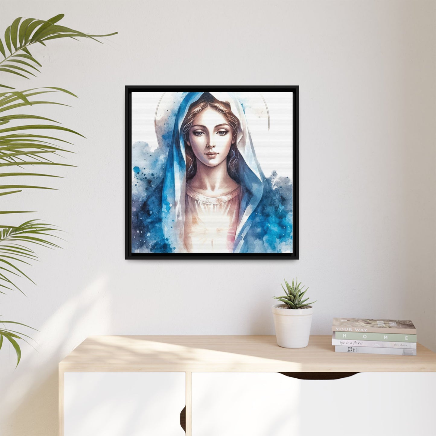 Framed Canvas Art Print, Spiritual Decor, Religious Artwork, Wall Decor, Gift for Faith, Elegant Home Decoration