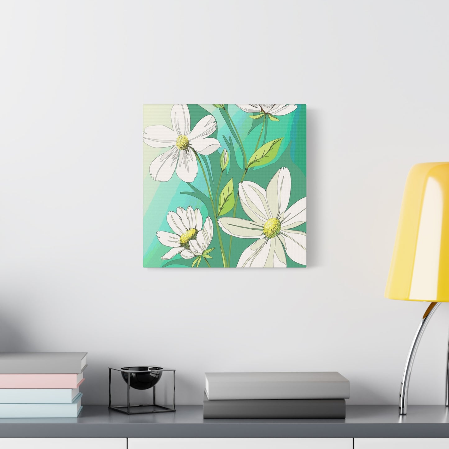 Matte Canvas, Stretched, 1.25" White Flowers