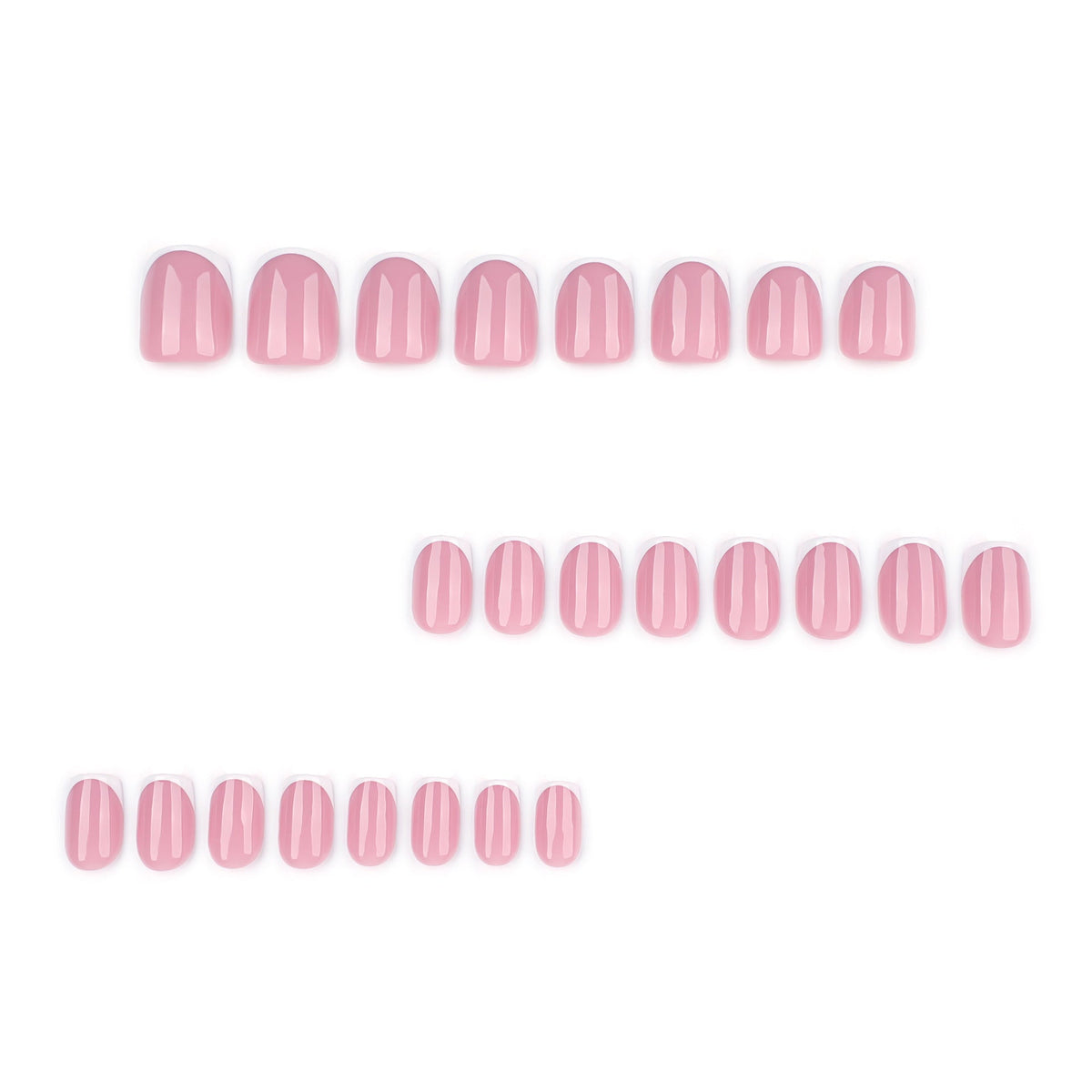 Classic French white edge wearing nail piece Short square nail piece Simple press on nails Fake nails – Image 2
