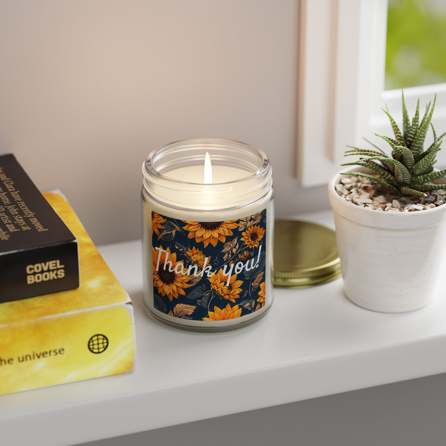 Thank You Sunflower Scented Candle — Coconut Apricot Wax (4oz/9oz)