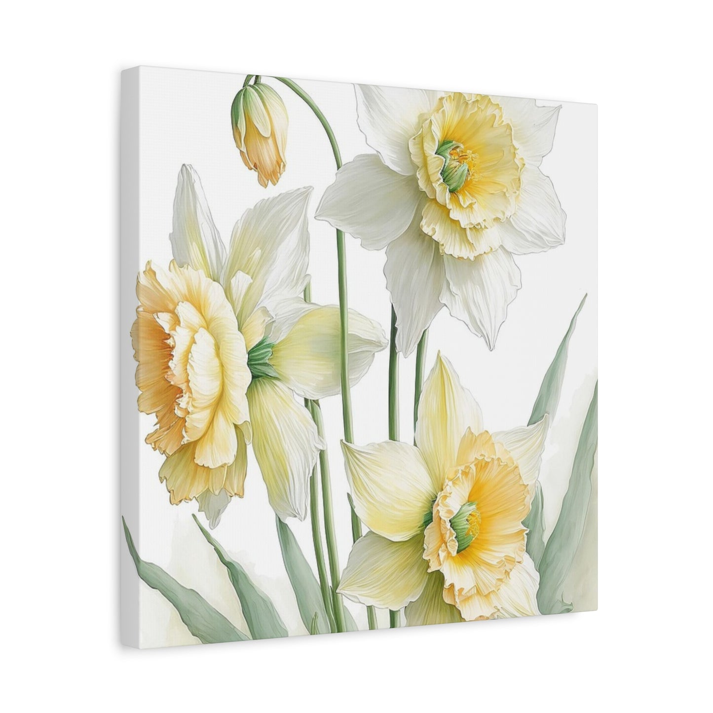 Matte Canvas, Stretched, 1.25" beautiful flowers white and yellow.