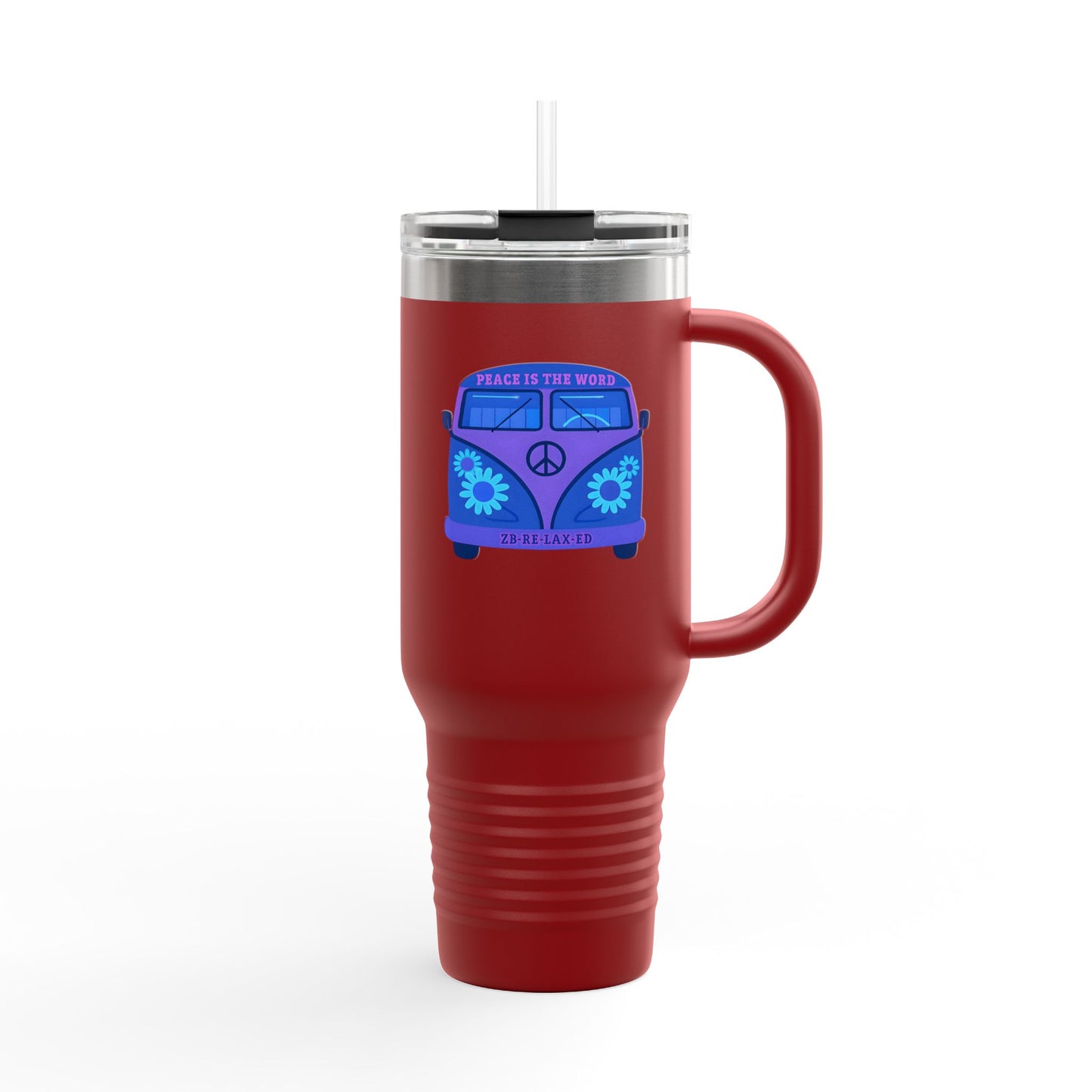 Peaceful Vibes Insulated Travel Mug | 40oz Cooler, Eco-Friendly Drinkware, Unique Gift for Travelers, Road Trip Essential, Custom Cup