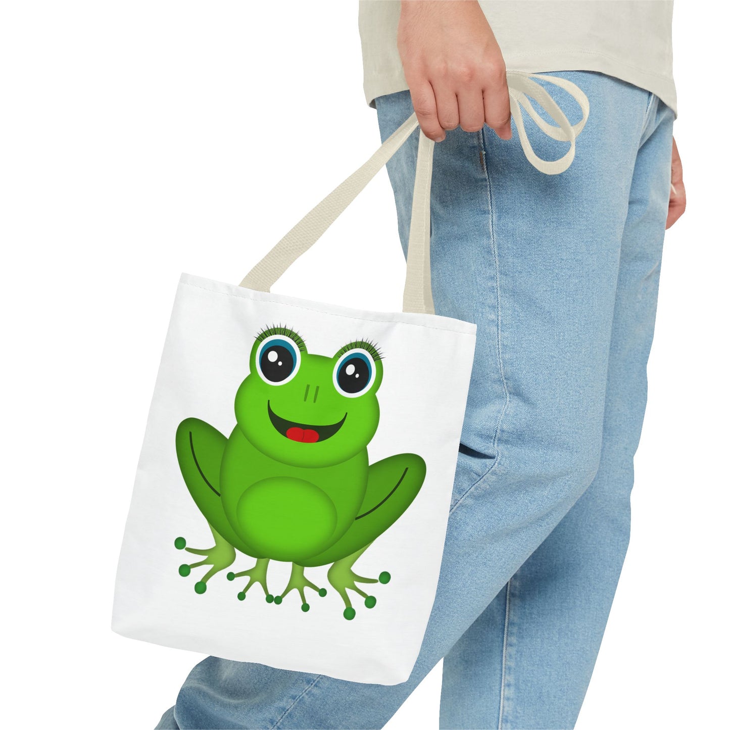 Cute Frog Tote Bag, Eco-Friendly Shopping Bag, Fun Gift for Kids, Frog Lovers, Bag for Nature Outings, Unique Frog Design