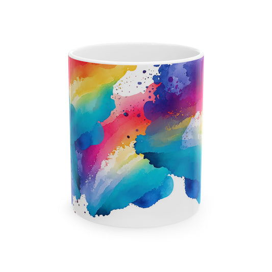 Colorful Watercolor Ceramic Mug | Artistic Coffee Cup, Unique Gift for Art Lovers, Home Decor, Great for Birthdays