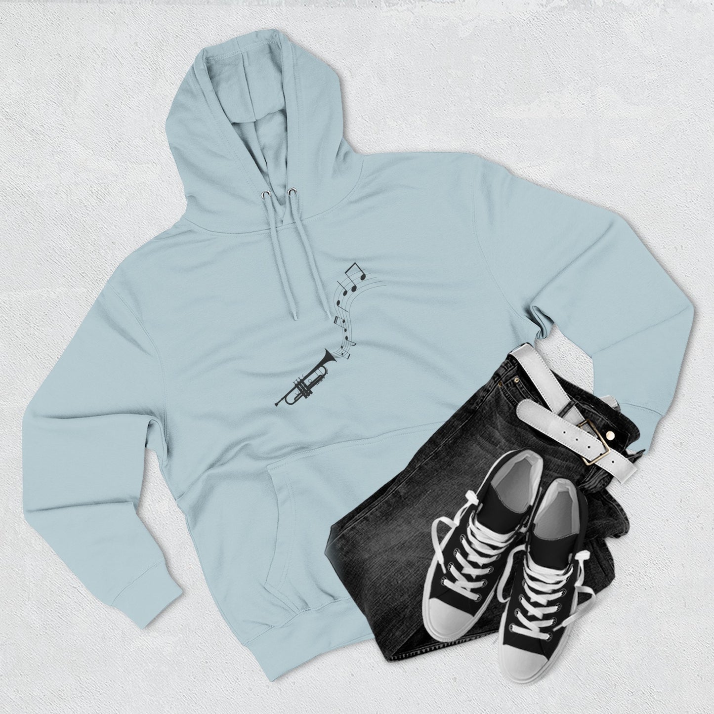 Trumpet Music Notes Hoodie — Minimalist Jazz Instrument Pullover