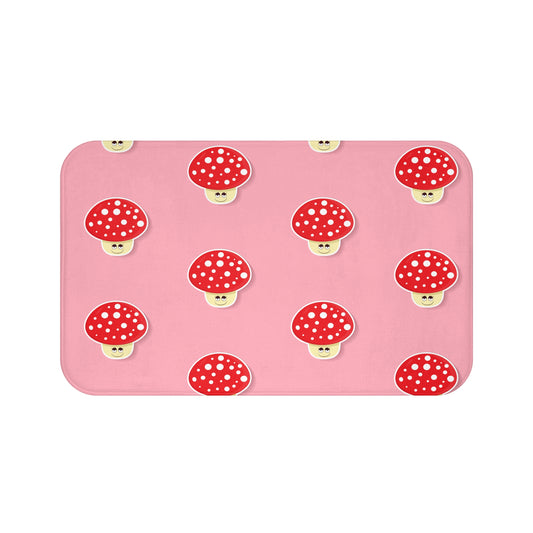 Cute Mushroom Bath Mat, Pink Bathroom Decor, Fun Rug for Kids, Charming Home Accessory, Gift for Nature Lovers, Playful Bathroom Mat