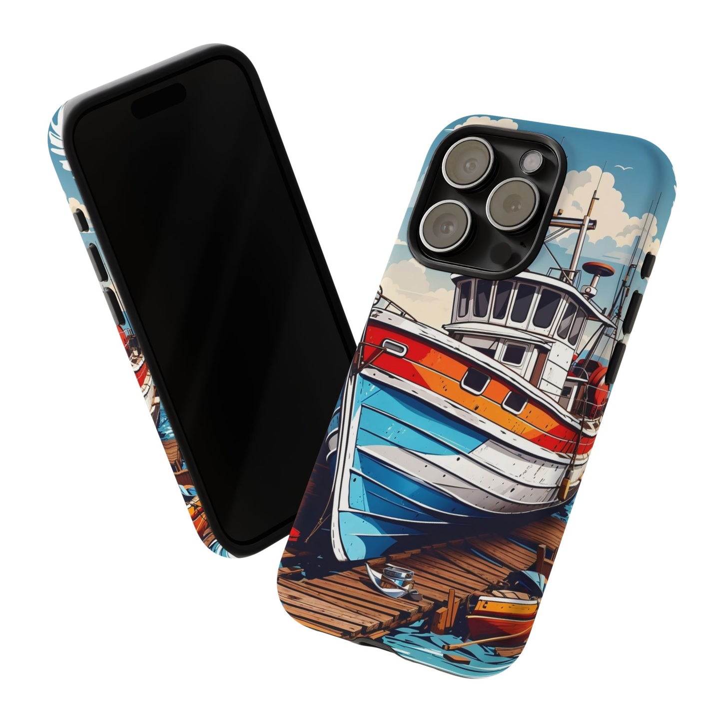 Colorful Fishing Boat Phone Case | Nautical Gift, Marine Design, Coastal Aesthetic, Summer Vibes, Sea Lover's Accessory