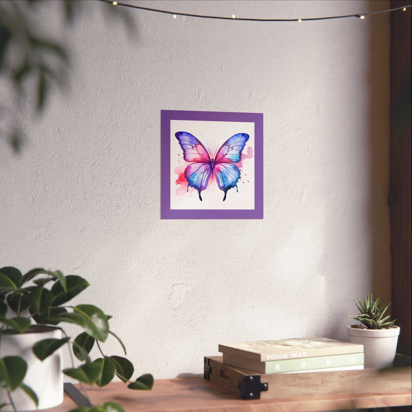 Butterfly Watercolor Matte Poster — Purple Vertical Art Print