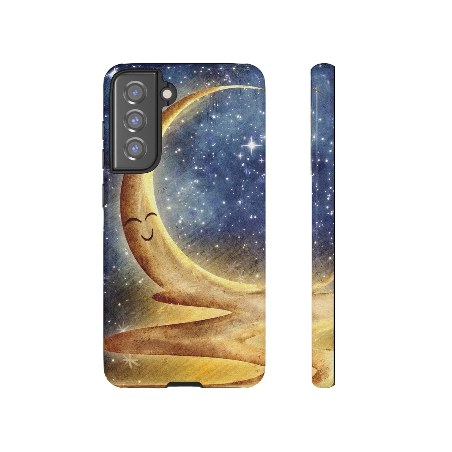 Moonlit Smile Phone Case — Starry Night Crescent Moon iPhone Cover