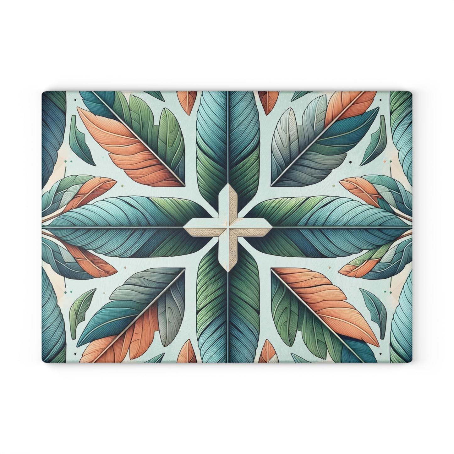 Tropical Leaf Glass Cutting Board — Decorative Kitchen Chopping Board