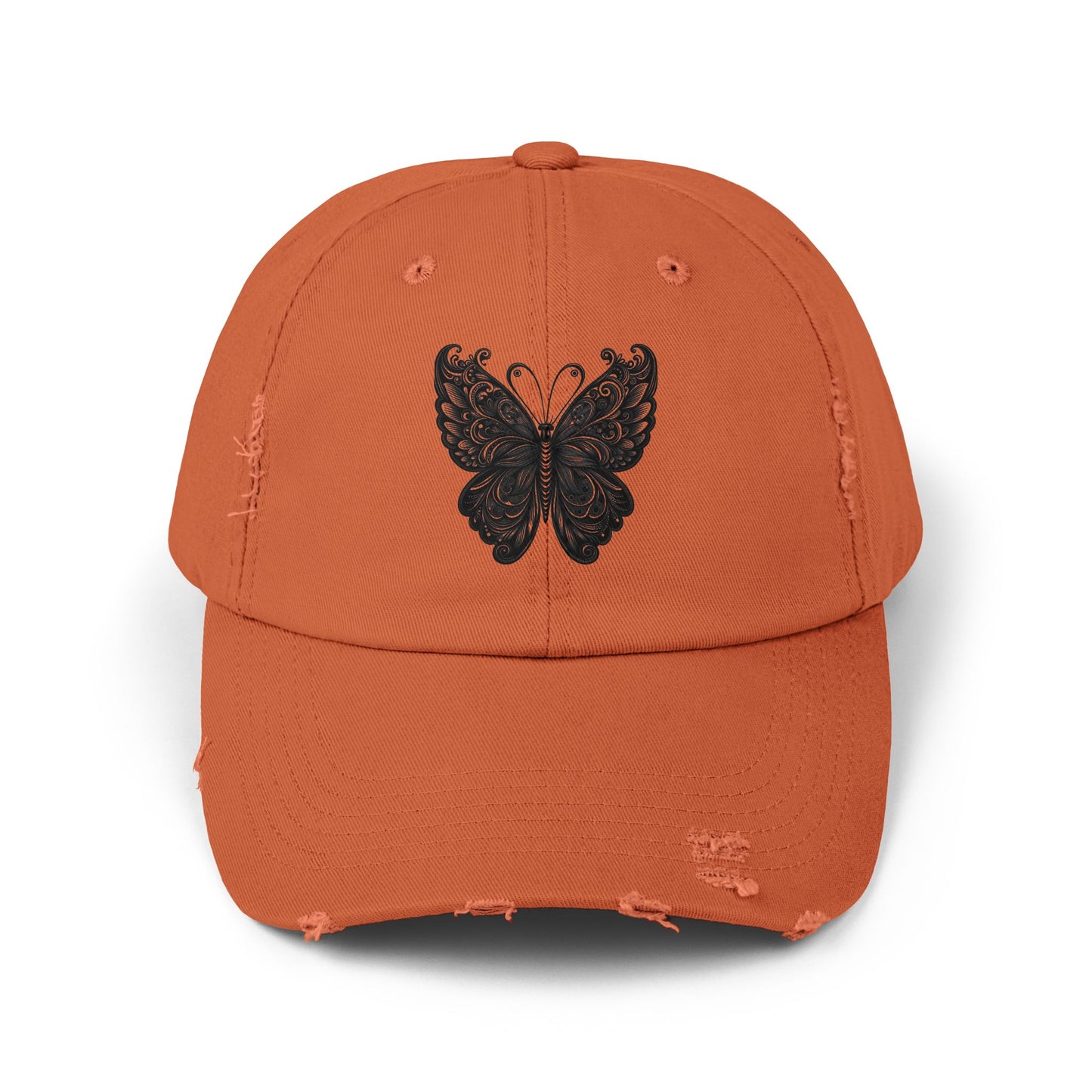 Black Distressed Butterfly Cap | Stylish Unisex Hat for Everyday Wear, Perfect Gift for Birthdays, Fashion Statement