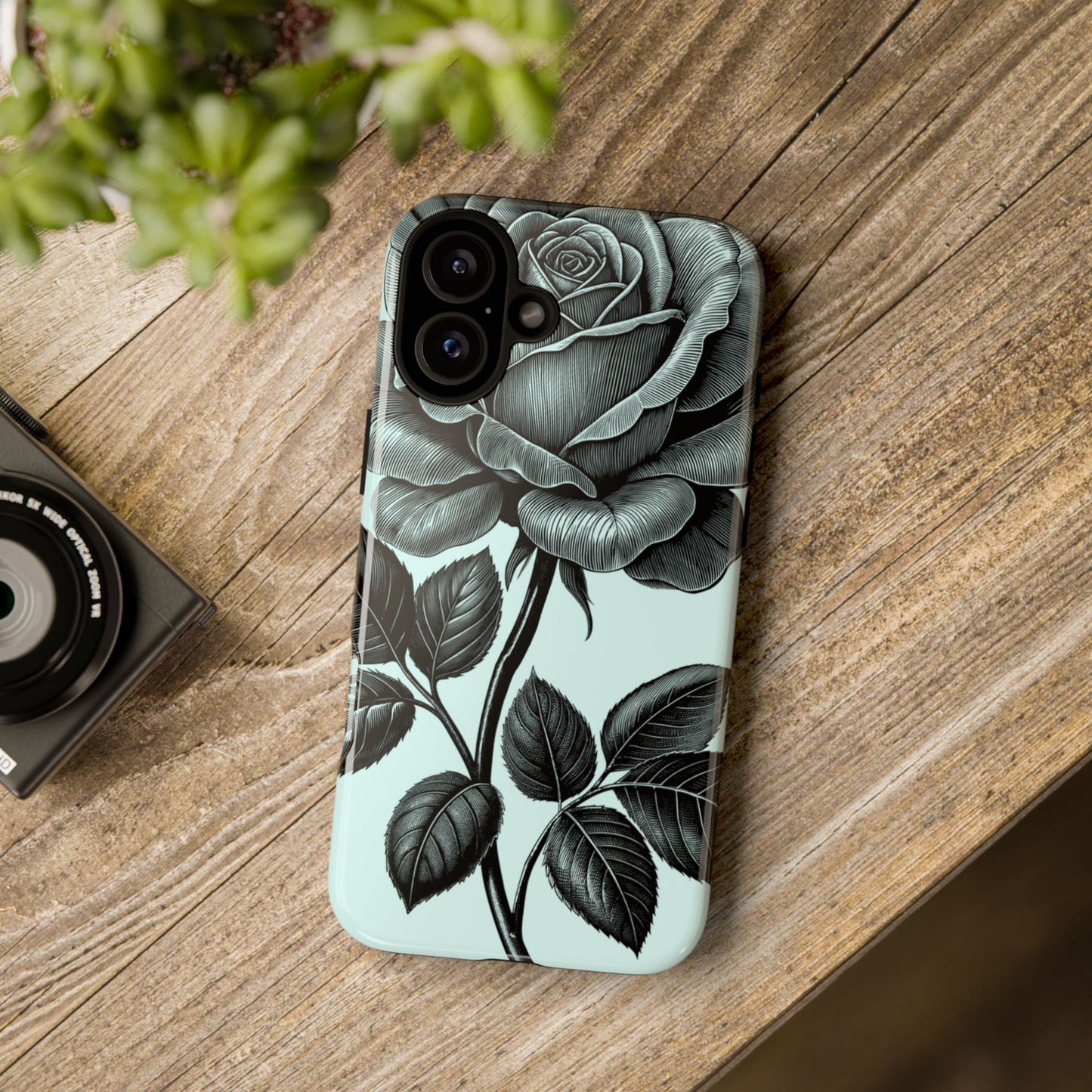 Elegant Floral Phone Case, Tough Cases for iPhones, Black Rose Design, Gift for Her, Stylish Phone Cover, Birthday Gifts