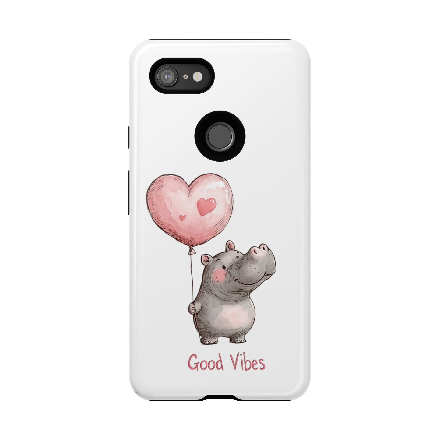 Cute Hippo Phone Case - Good Vibes Design, Animal Lover Gift, Fun Accessory, Birthday Present, Phone Accessories