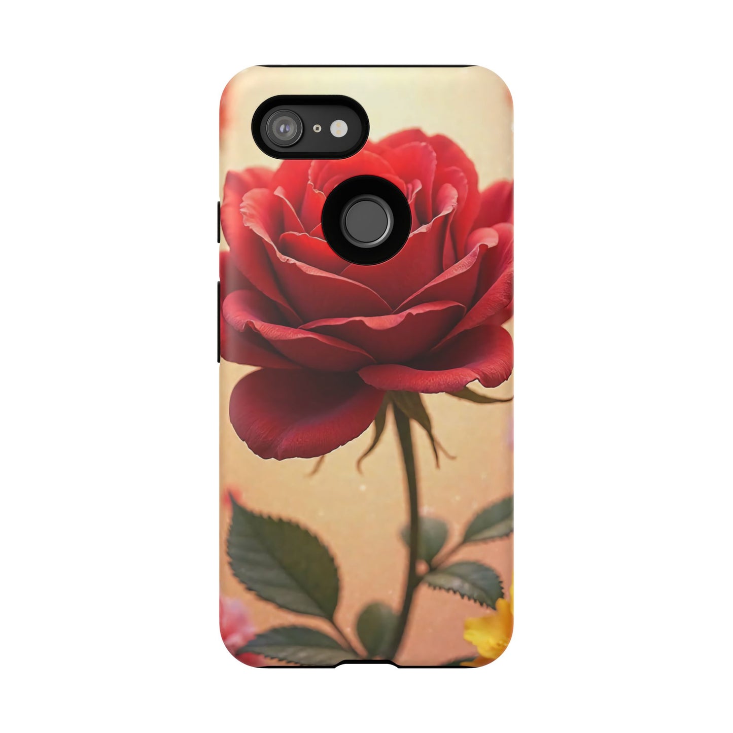 Floral Phone Case with Red Rose Design, Tough Phone Cover, Flower Print, Gift for Her, Stylish Accessory, Floral Aesthetic