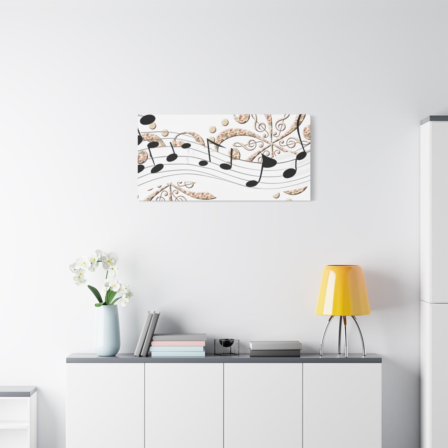Musical Note Canvas Art, Floral Decor for Home, Music Lover Gift, Wall Art for Musicians, Unique Gift Idea
