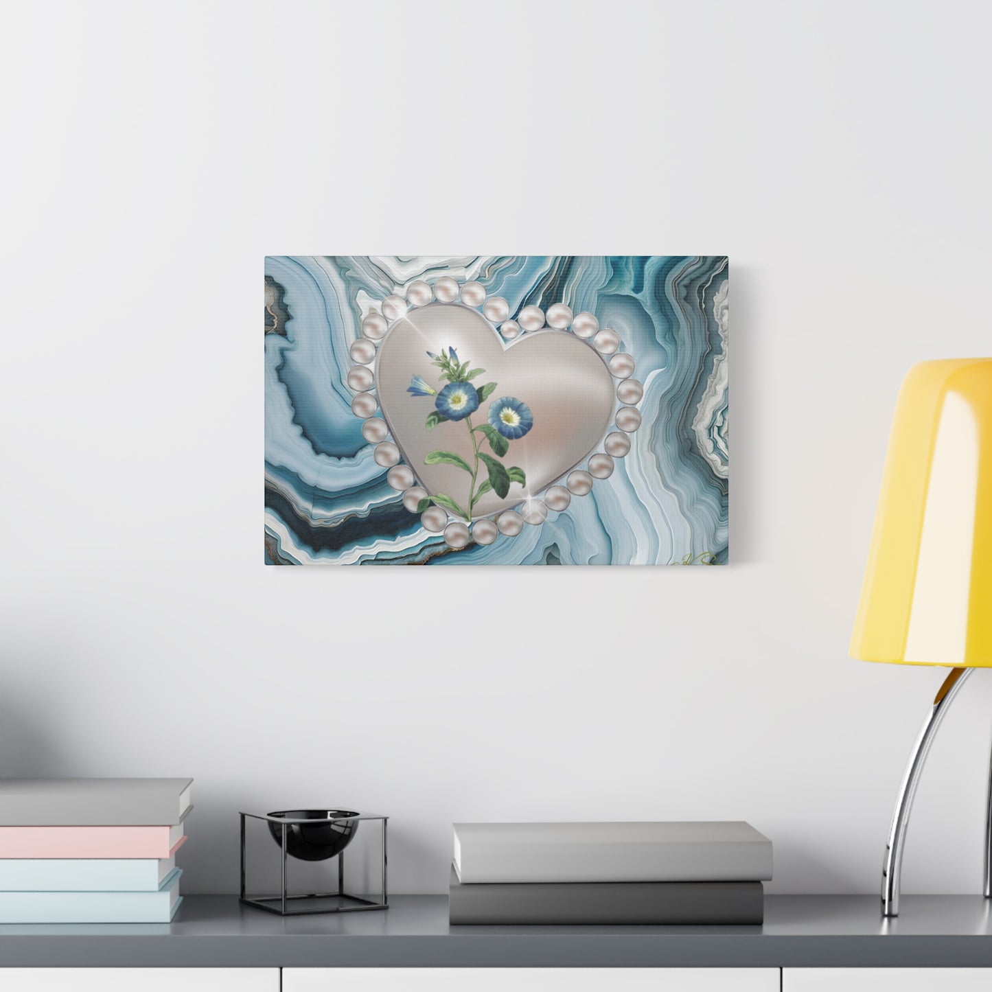 Elegant Floral Heart Canvas Wall Art, Modern Home Decor, Gift for Her