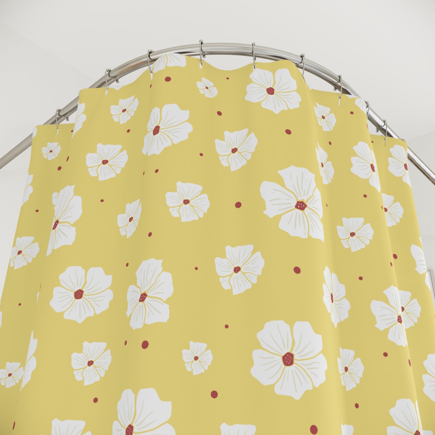 Charming Floral Shower Curtain, Vibrant Bathroom Decor, Happy Yellow Floral Design, Home Accessory, Gift for Her, Spring Decor