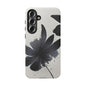 Monochrome Floral Tough Phone Case — Black Ink Flower Protective Cover