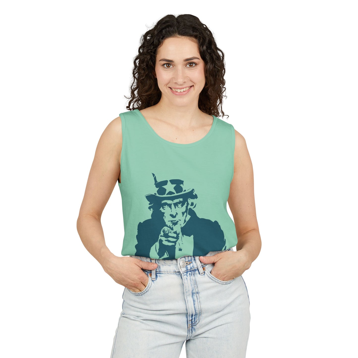 Unisex Garment-Dyed Tank Top with Patriotic Uncle Sam Design | Casual Summer Wear, Holiday BBQ, Independence Day, Gift Idea, Men's and [...]