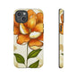 Floral Phone Case with Orange Flower Design, Tough Phone Cover, Floral Gift, Stylish Tech Accessory, Nature Lovers, Spring Vibes