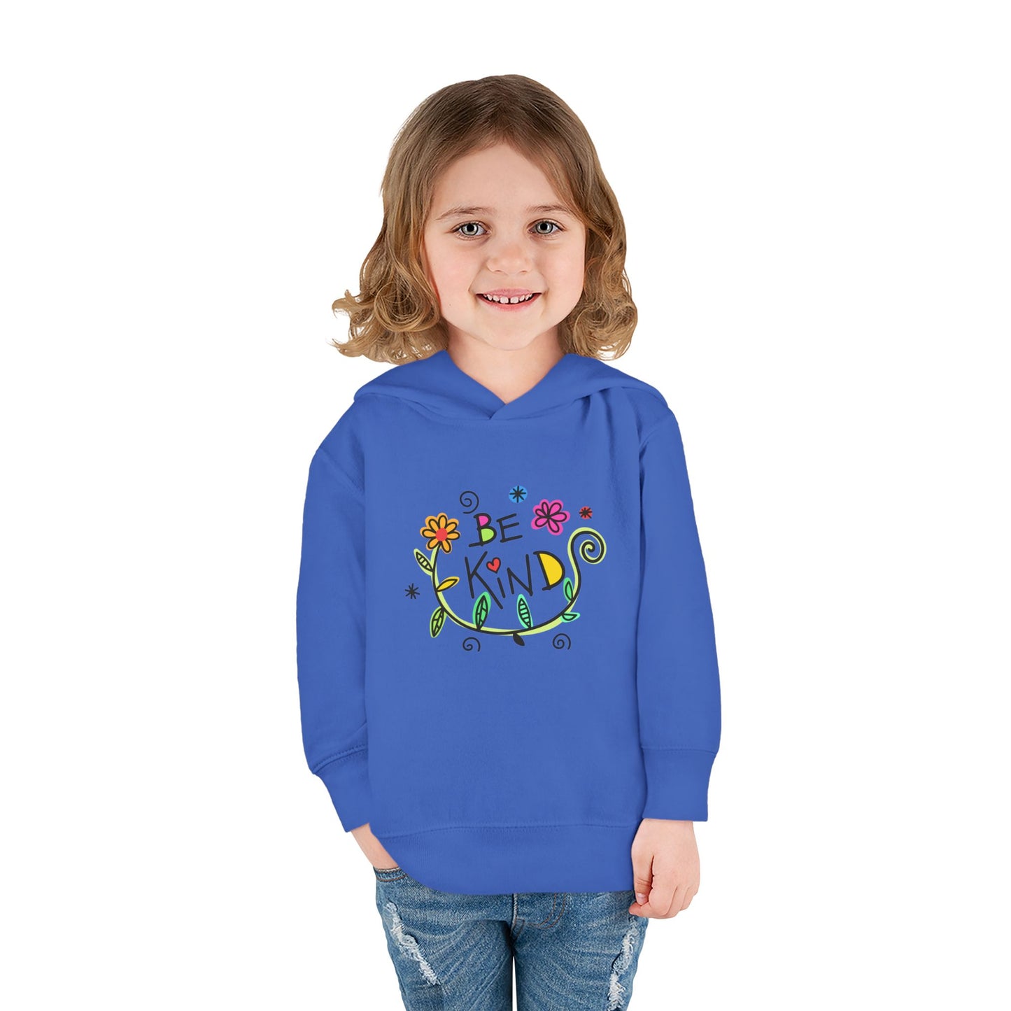 Toddler Fleece Hoodie - 'Be Kind' Floral Design, Cozy Kids Pullover, Cute Gift for Toddlers, Everyday Wear, Spring Outfit