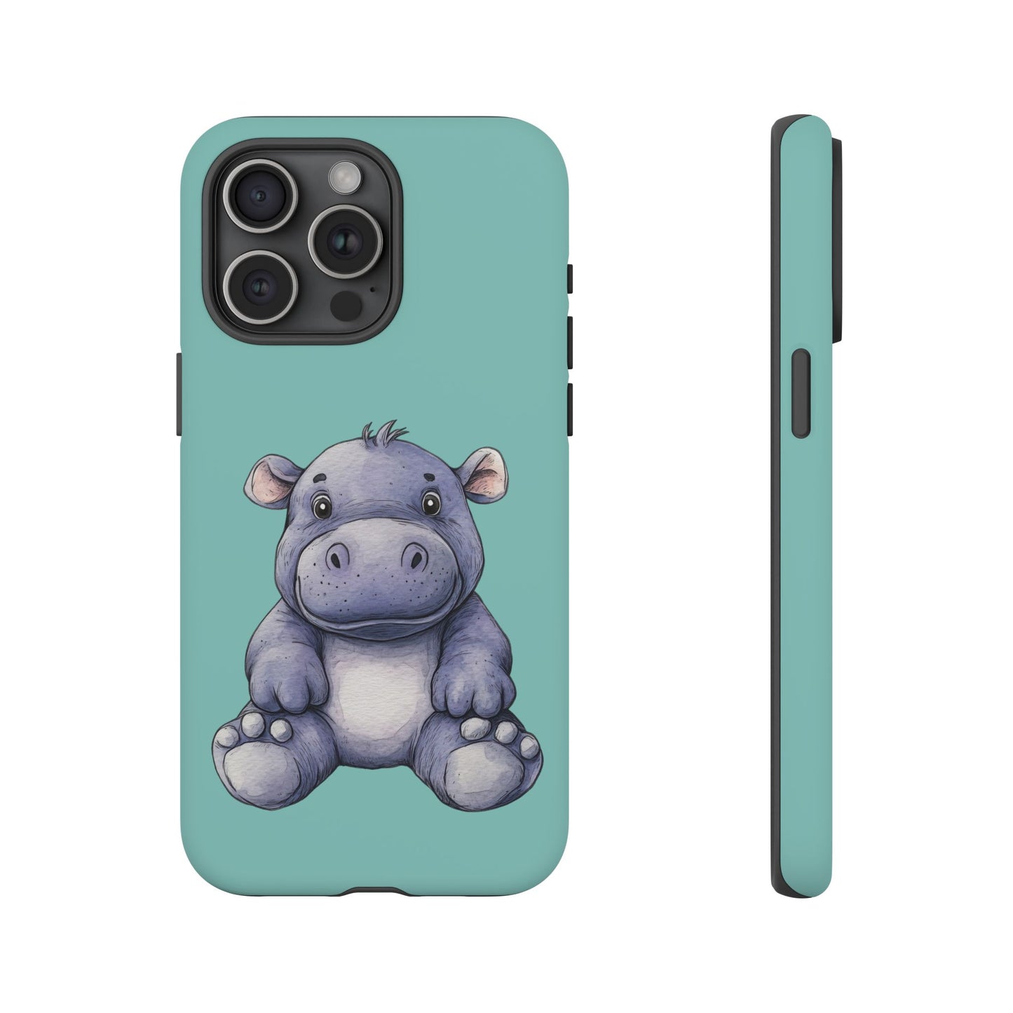 Cute Hippo Phone Case, Tough Phone Cover, Fun Animal Case, Gift for Kids, Cute Decor, Birthday Present