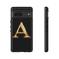 Custom Phone Case with Gold Letter A, Monogrammed Gift, Tough Protective Case, Personalized Phone Accessory, Unique Phone Cover