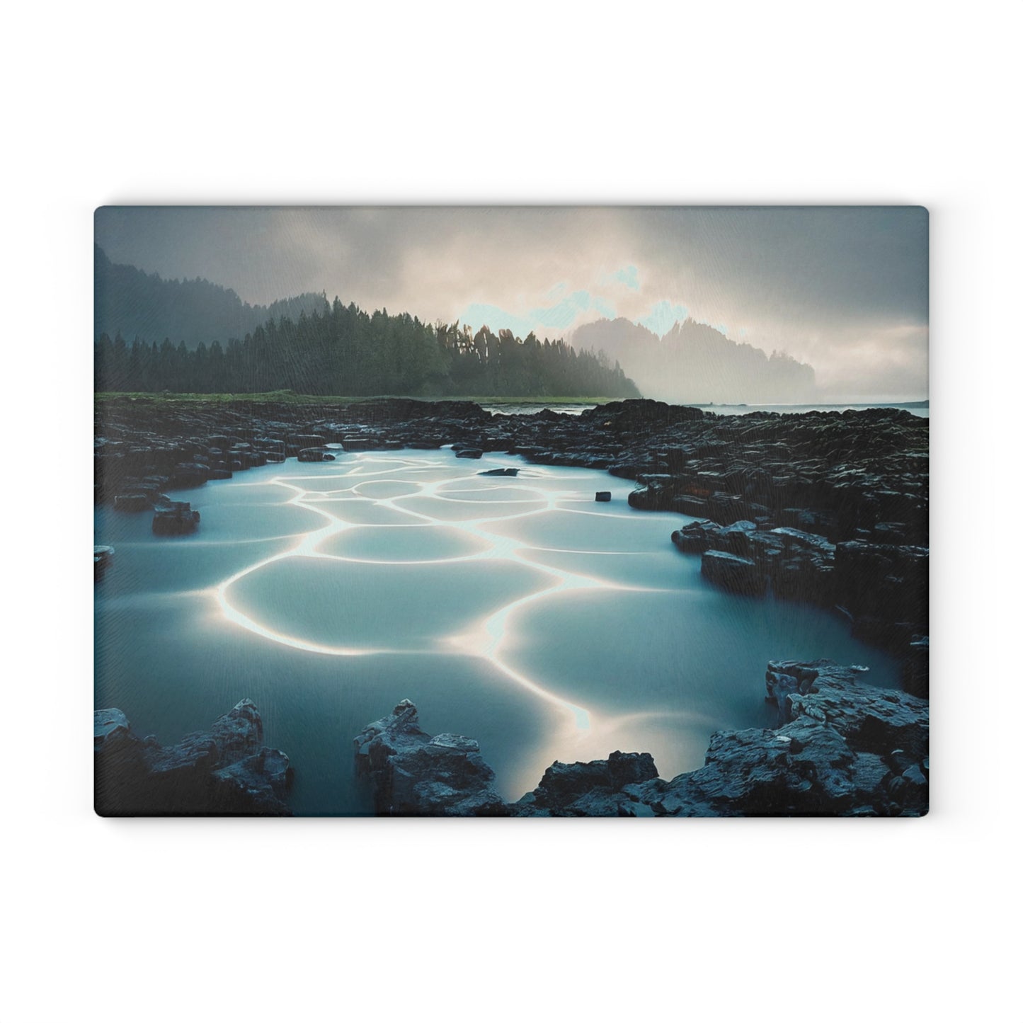 Serene Landscape Glass Cutting Board, Elegant Kitchen Decor, Artisan Gift for Cooks, Chef Gift, Housewarming Present, Nature Lover's Kitchen