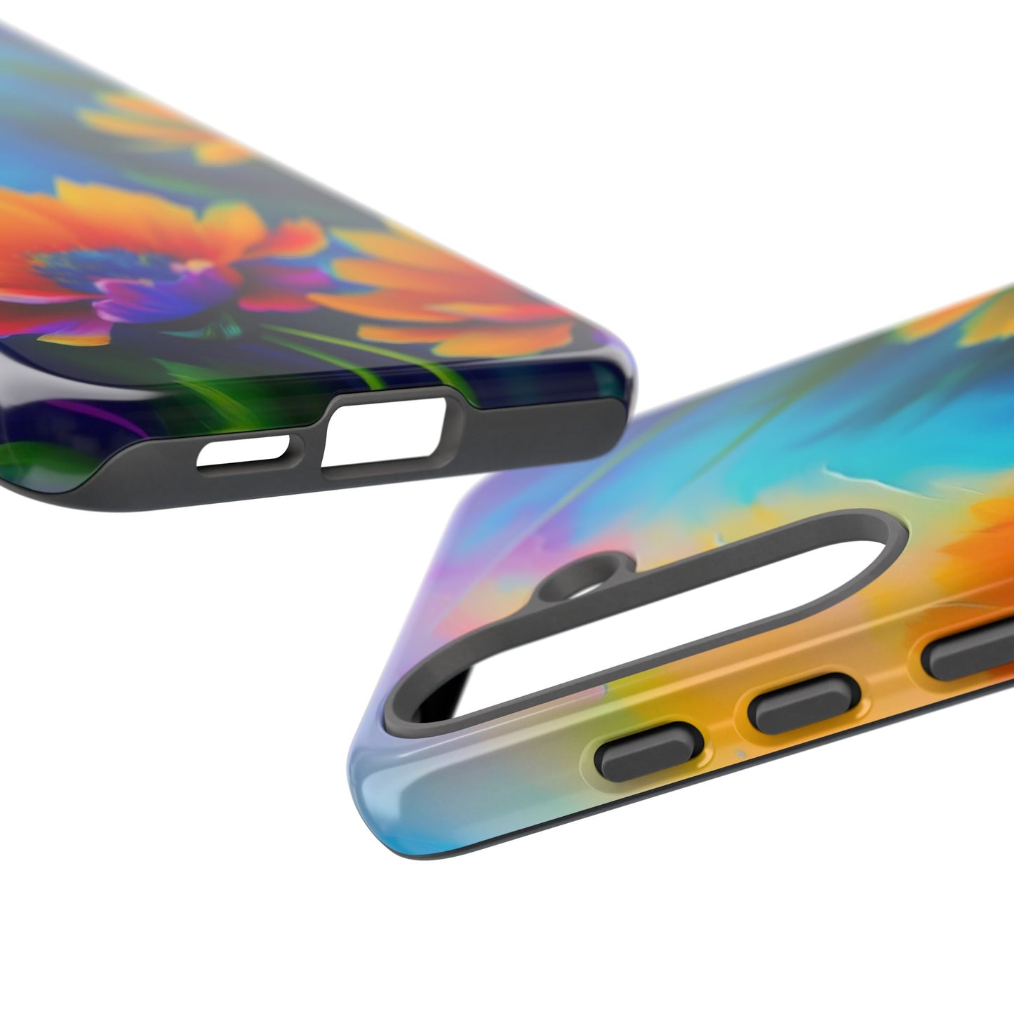 Floral Sunset Tough Phone Case — Vibrant Watercolor Flowers Protective Cover
