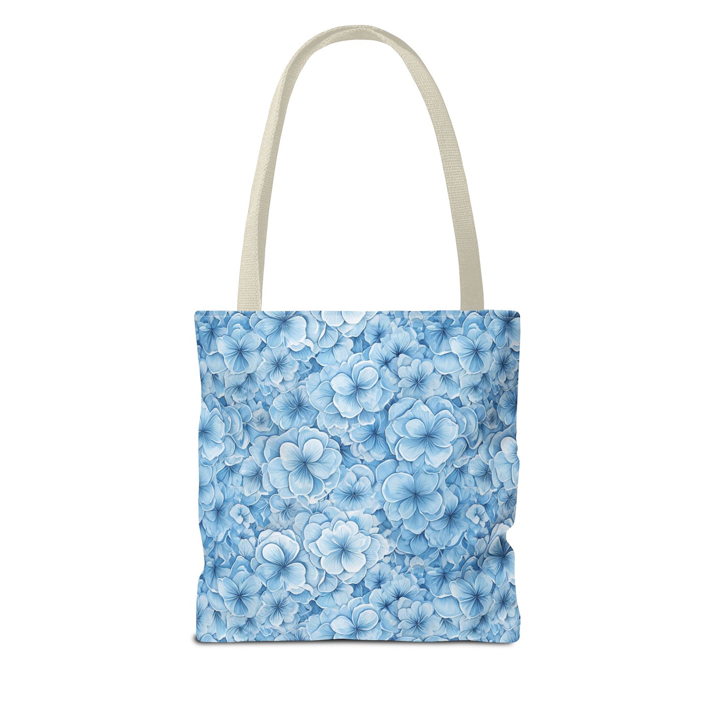 Blue Watercolor Floral Tote Bag — Reusable Flower Pattern Shopper