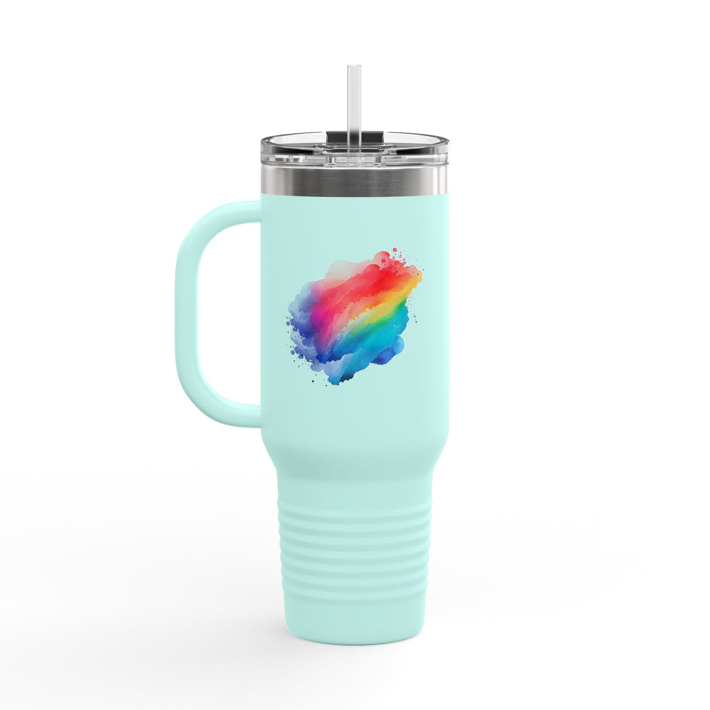 Vibrant Rainbow Insulated Travel Mug | 40oz Leakproof Drinkware for Road Trips, Gifts, Outdoor Adventures, Pride Events, Summer Outings
