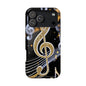 Music Notes Magnetic Impact-Resistant Phone Case — Gold Treble Clef Design