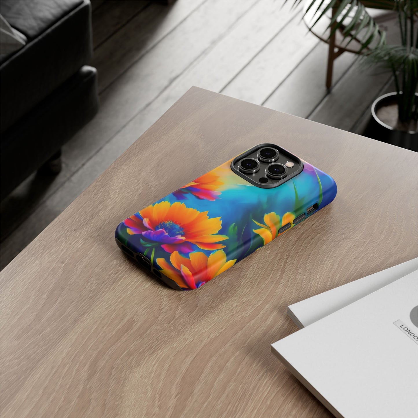 Floral Burst Tough Phone Case — Vibrant Watercolor Flowers Protective Cover
