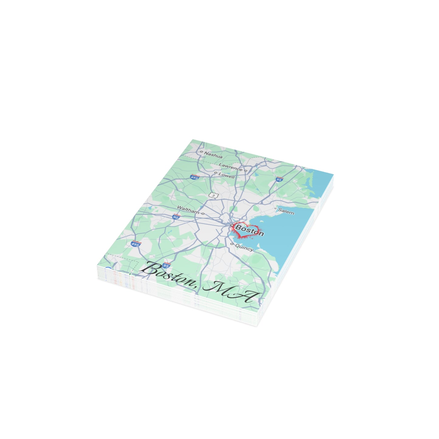 Boston Map Postcard Bundle - Personalized Travel Keepsake, Perfect for Souvenirs, Gifts, Wedding Invitations, or Event Thank You Cards