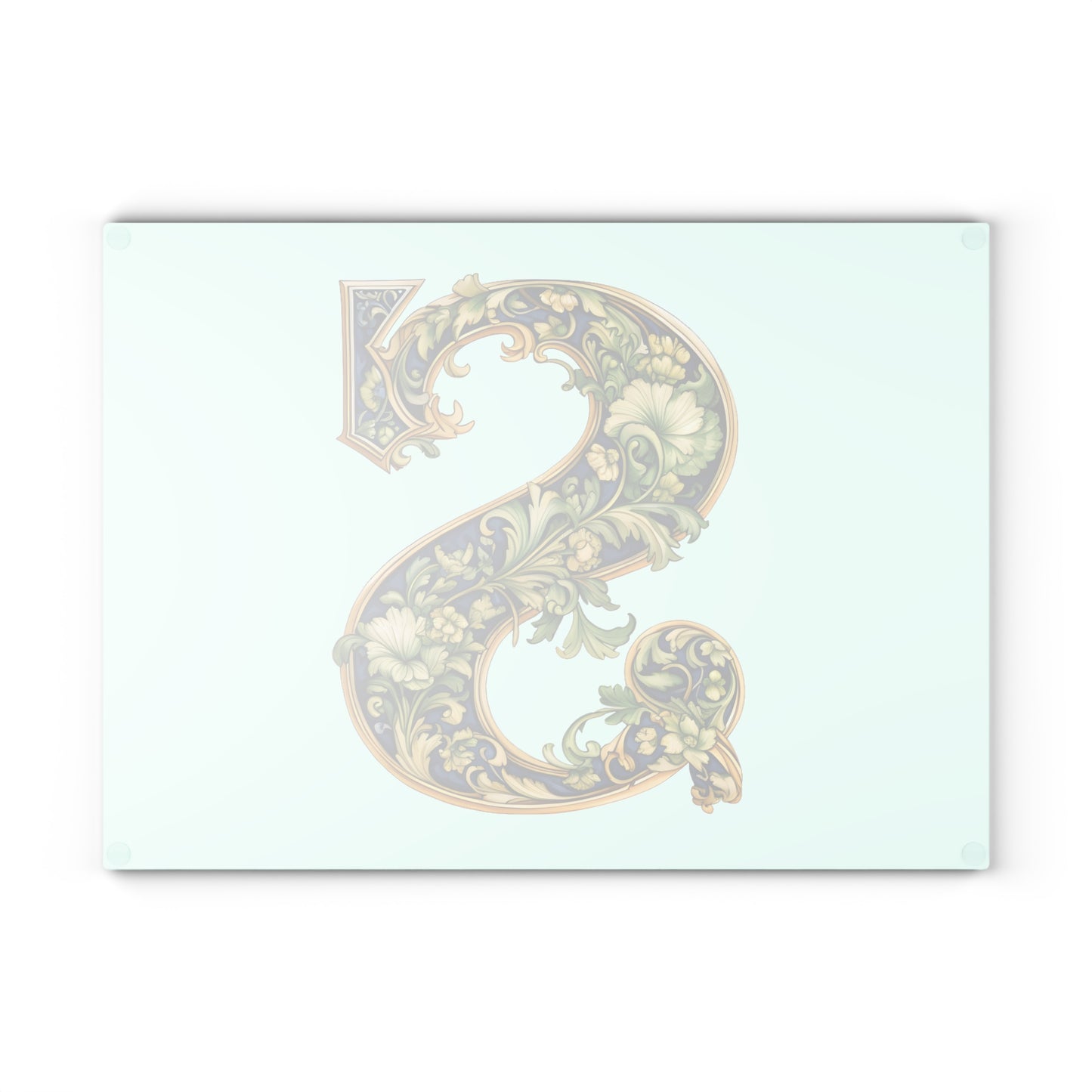 Monogram S Floral Glass Cutting Board – Decorative Initial S Kitchen Board