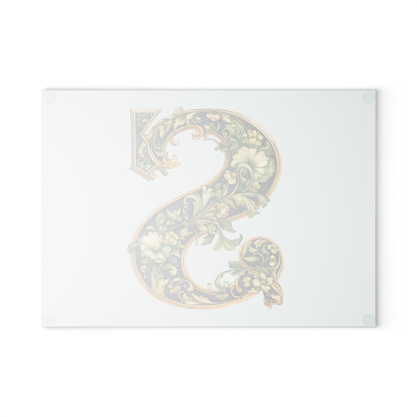 Monogram S Floral Glass Cutting Board – Decorative Initial S Kitchen Board