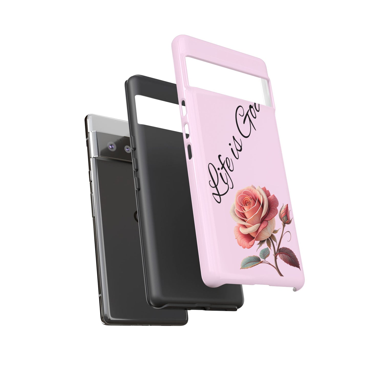 Roses & Positivity Phone Case - Floral Design, Life is Good, Tough Cases for Everyday Wear, Gift for Friends, Mother's Day, Spring [...]