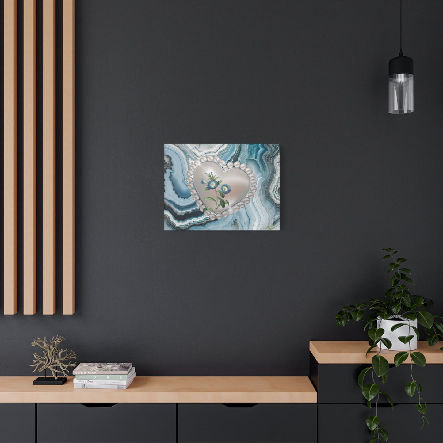 Elegant Floral Heart Canvas Wall Art, Modern Home Decor, Gift for Her