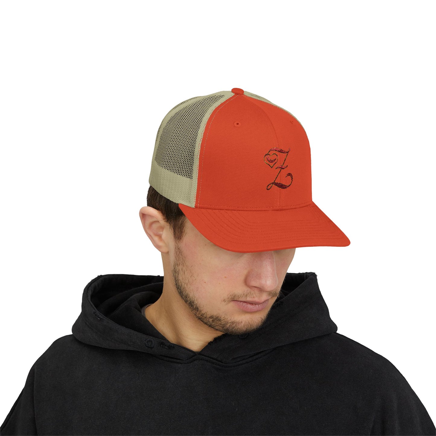 Embroidered 'Z' Snapback Trucker Cap — Vintage Monogram Initial Hat