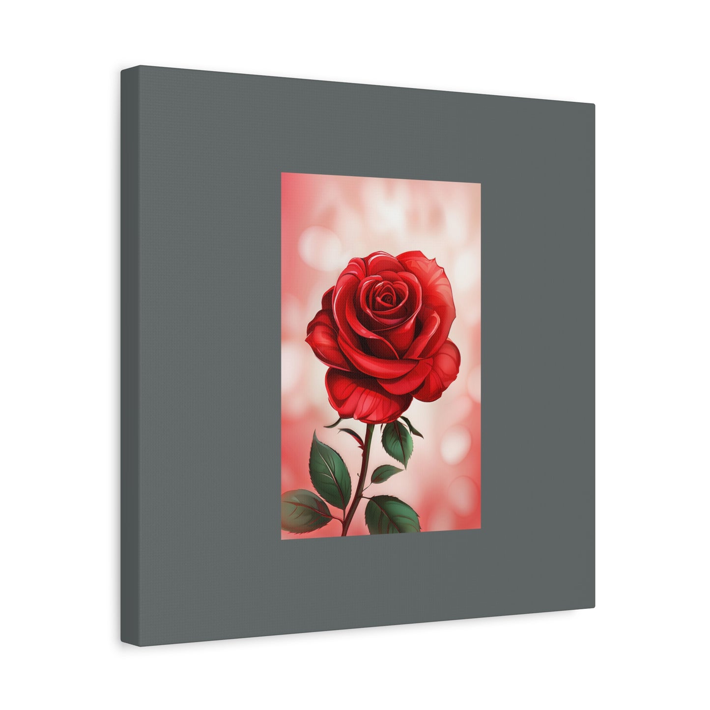 Red Rose Vertical Matte Canvas Print — Romantic Floral Wall Art