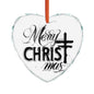 Crystal Heart Ornament — “Merry Christ-mas” Religious Christmas Glass Decoration