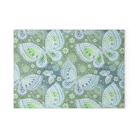 Butterfly Glass Cutting Board, Nature Decor, Kitchen Art, Gift for Foodies, Unique Serving Platter, Eco-Friendly Kitchenware