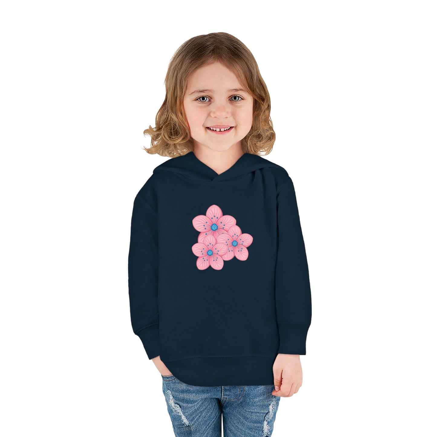 Adorable Toddler Pullover Fleece Hoodie with Pink Flower Design, Kids Sweatshirt, Toddler Clothing, Spring Outfit, Cute Gift for Kids