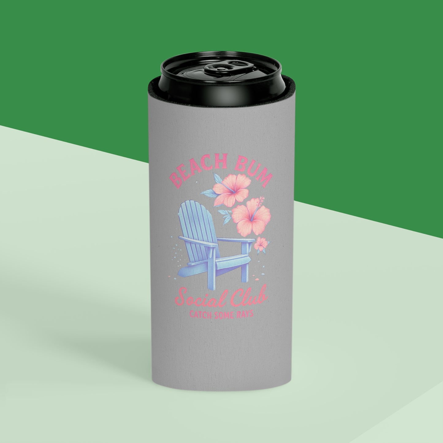 Beach Bum Can Cooler - Summer Vibes, Social Gatherings, Pool Parties, Beach Days, Gift for Friends