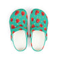 Strawberry Print Kid's EVA Foam Clogs, Fun Summer Footwear, Playful Garden Clogs, Kids Summer Shoes, Cute Outdoor Sandals