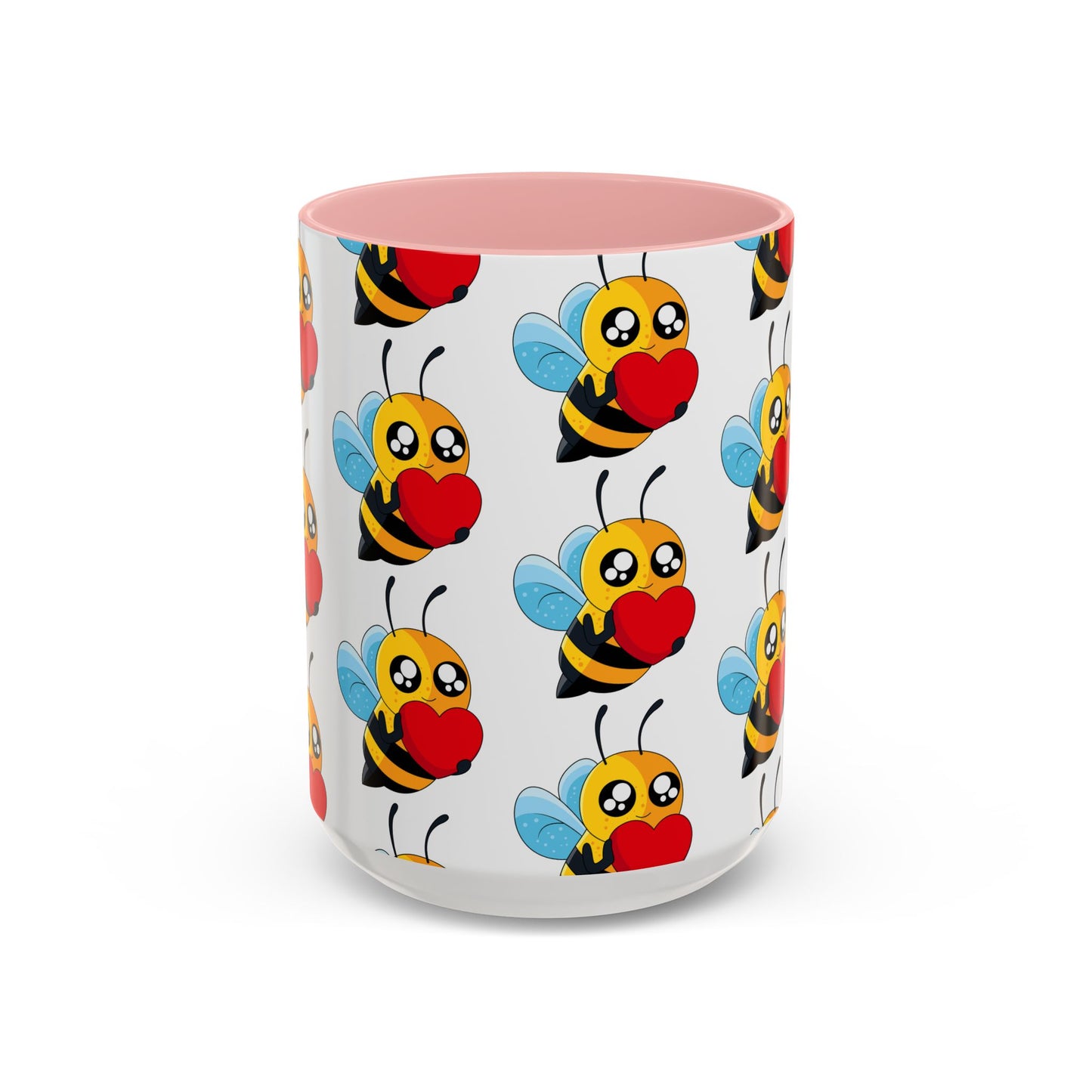 Cute Bee Love Accent Coffee Mug,  Cute Floral Mug, Cheerful Bee Design