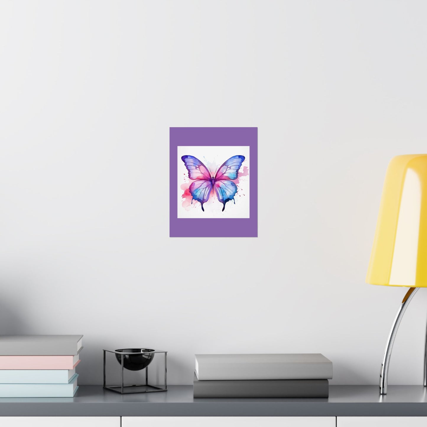 Butterfly Watercolor Matte Poster — Purple Vertical Art Print