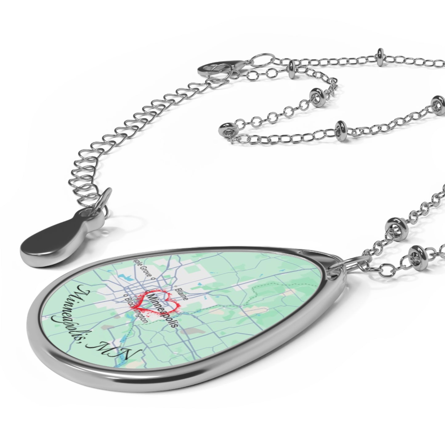Personalized Map Pendant Necklace, Custom Location Jewelry, Gift for Her, Anniversary, Birthday, Travel Keepsake, Heart Charm
